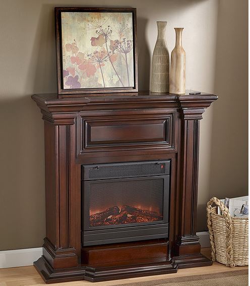 lot 112 image: McLeland Design Espresso Fireplace Mantel with Electric Insert