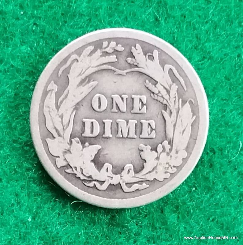 1911 P Barber Silver Dime