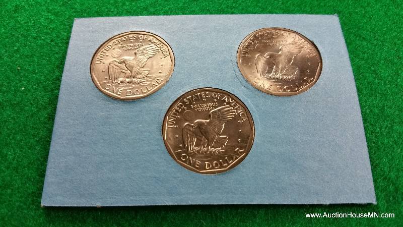 Group of (3) First Year Susan B Anthony Silver Dollars