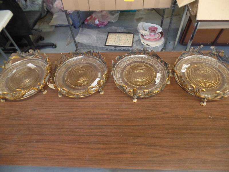 Glass Serving Trays with Metal Frames