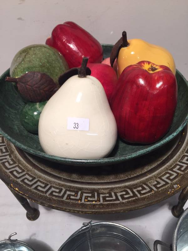 TIN HOME DECOR AND GLASS FRUIT