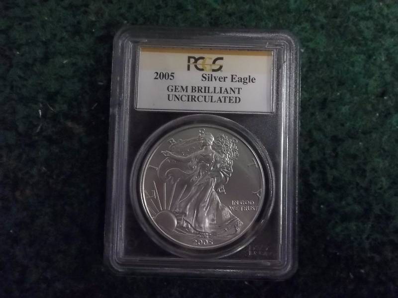 2005 US Silver Eagle PCGS Graded Gem Brilliant Unc
