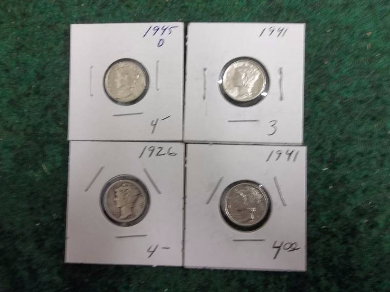 4 Mercury Dimes