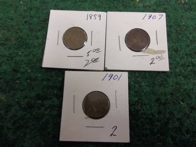 1859, 1901, 1907 Indian Head Cents