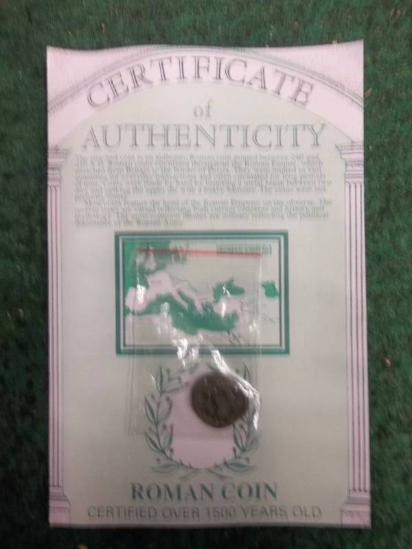 Roman Bronze Coin From 240 AD-410 AD With COA & History