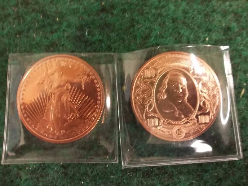 2- 1 Oz Copper Round Commemoratives .999 Fine