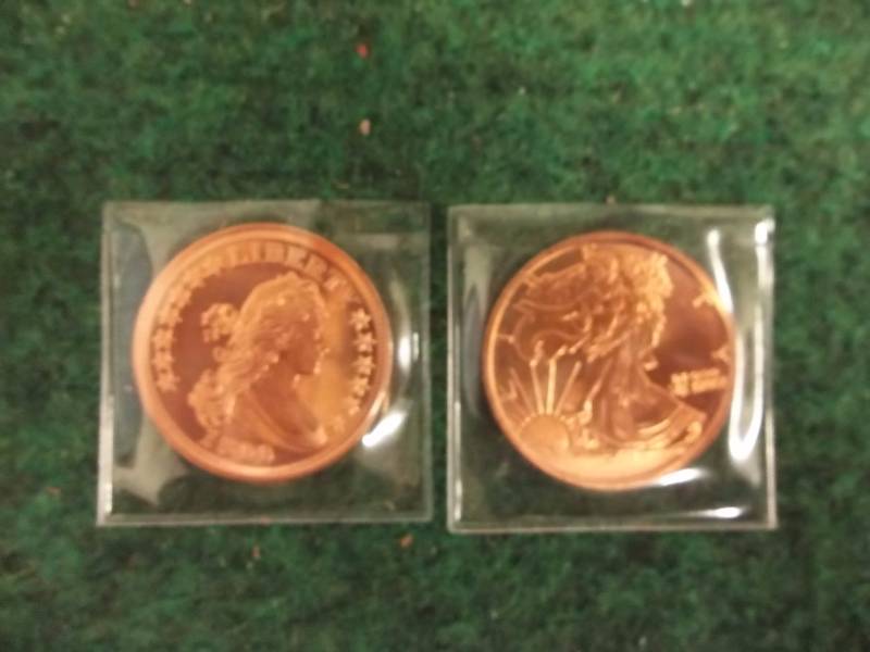 2 -1 Oz. Copper Round Commemoratives .999 Fine