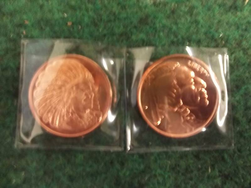 2 -1 Oz. Copper Round Commemoratives .999 Fine