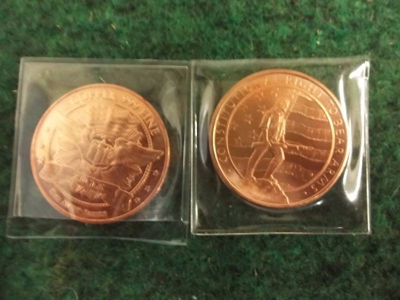 2 -1 Oz. Copper Round Commemoratives .999 Fine