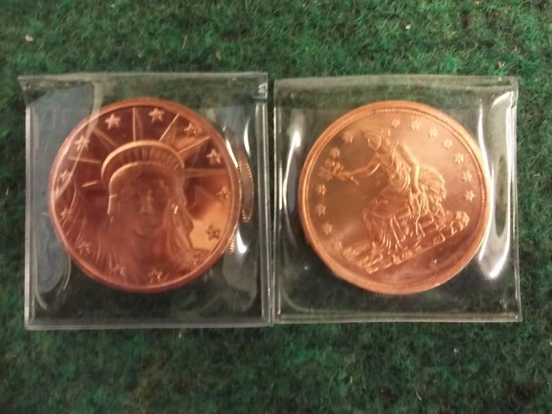 2 -1 Oz. Copper Round Commemoratives .999 Fine
