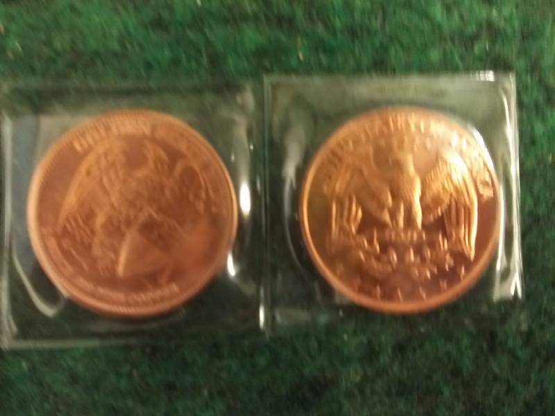 2 -1 Oz. Copper Round Commemoratives .999 Fine