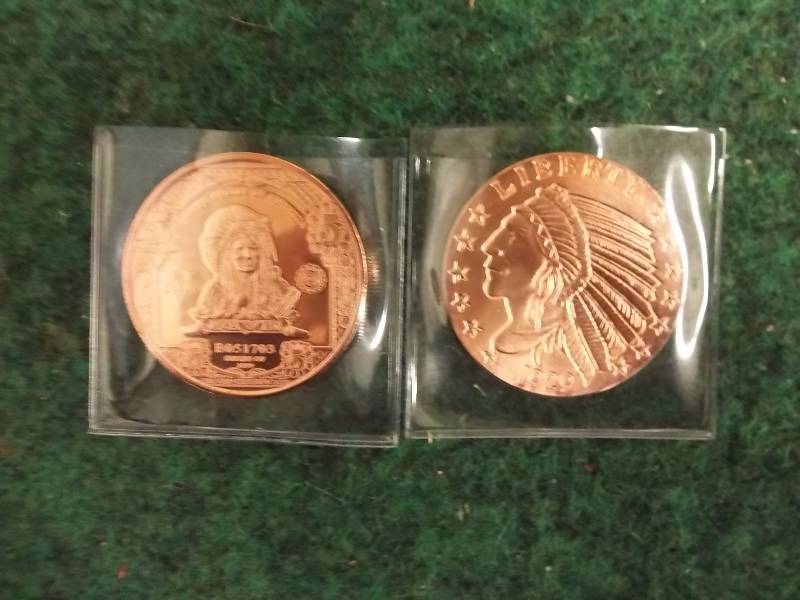 2 -1 Oz. Copper Round Commemoratives .999 Fine