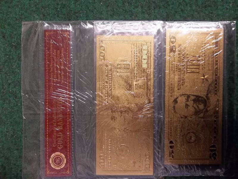 2- Gold Bank Notes With COA 99.9 Pure 24K (No Guarantee Of Quality Or Quantity Of Contents)
