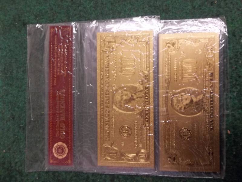 2- Gold Bank Notes With COA 99.9 Pure 24K (No Guarantee Of Quality Or Quantity Of Contents)