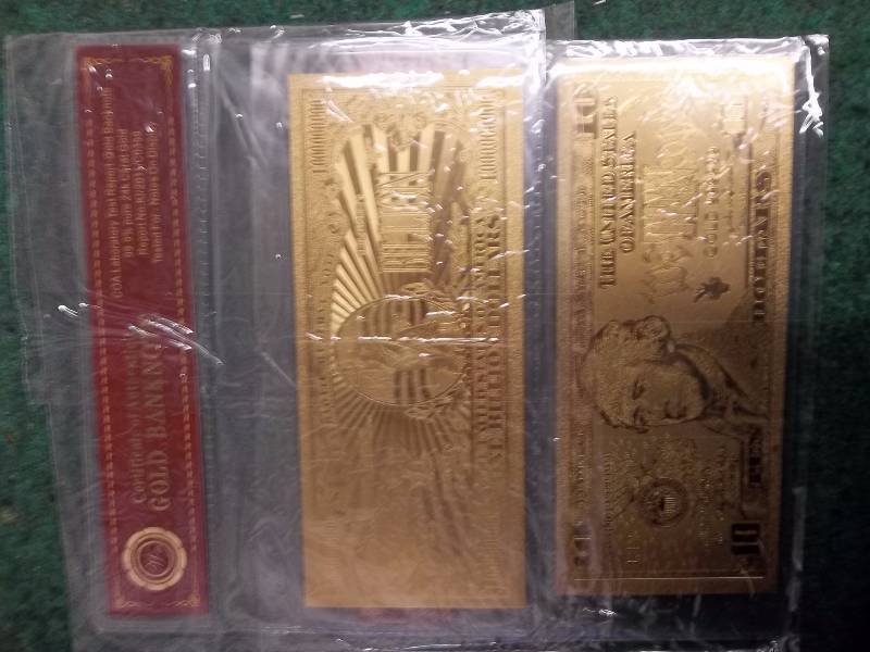 2- Gold Bank Notes With COA 99.9 Pure 24K (No Guarantee Of Quality Or Quantity Of Contents)