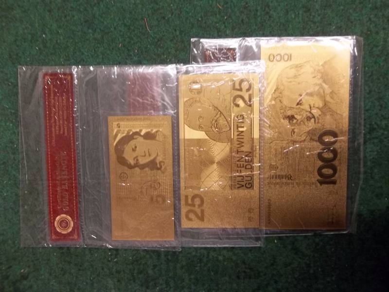 3- Gold Bank Notes With COA 99.9 Pure 24K (No Guarantee Of Quality Or Quantity Of Contents)