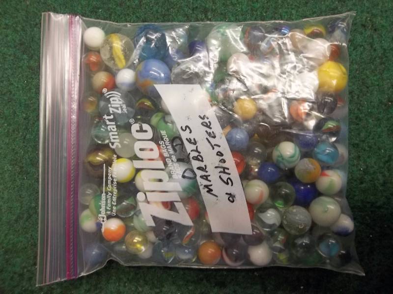 Large Bag Lot Of Old Marbles