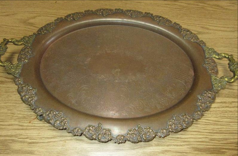 Copper Silver Tray and Stemware