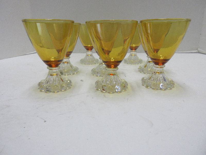 Colorful Glassware  Amber, Green and Pink Viking Glass Vase, Indiana Glass,