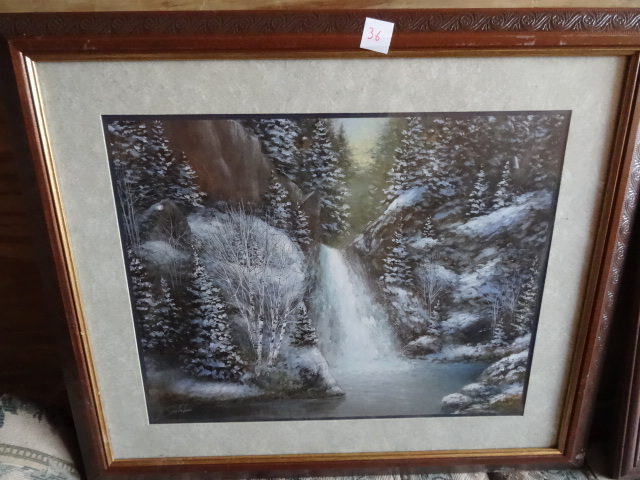 lot 36 image: Framed Waterfall Print