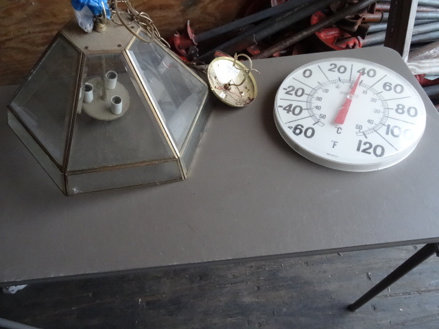 lot 48 image: Hanging Light and Thermometer
