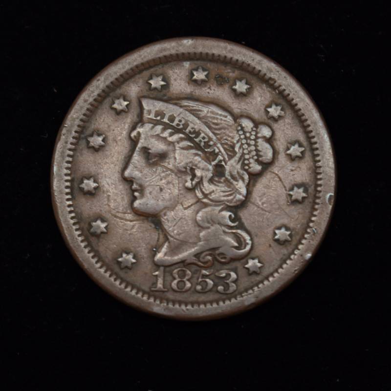 1853 Large Cent VG Condition