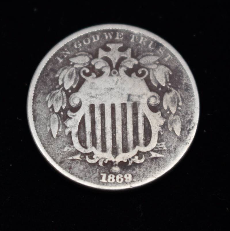 1869 Shield Nickel Fine Condition