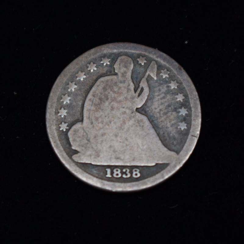 1838 Seated Dime Good Condition