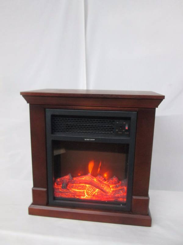 lot 19 image: Dunbar Compact Electric Fireplace Heater - Dark Brown