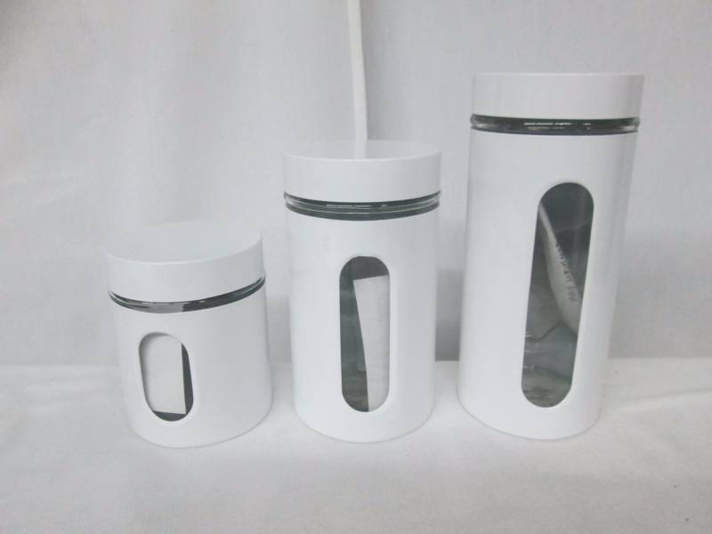 lot 99 image: Chefs Mark Metal Canisters with Glass Windows