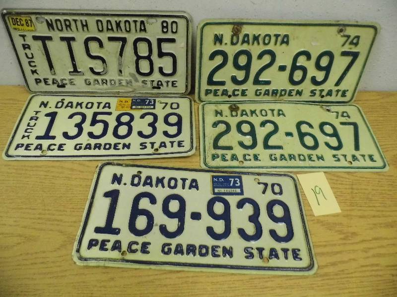 lot 19 image: North Dakota License Plates