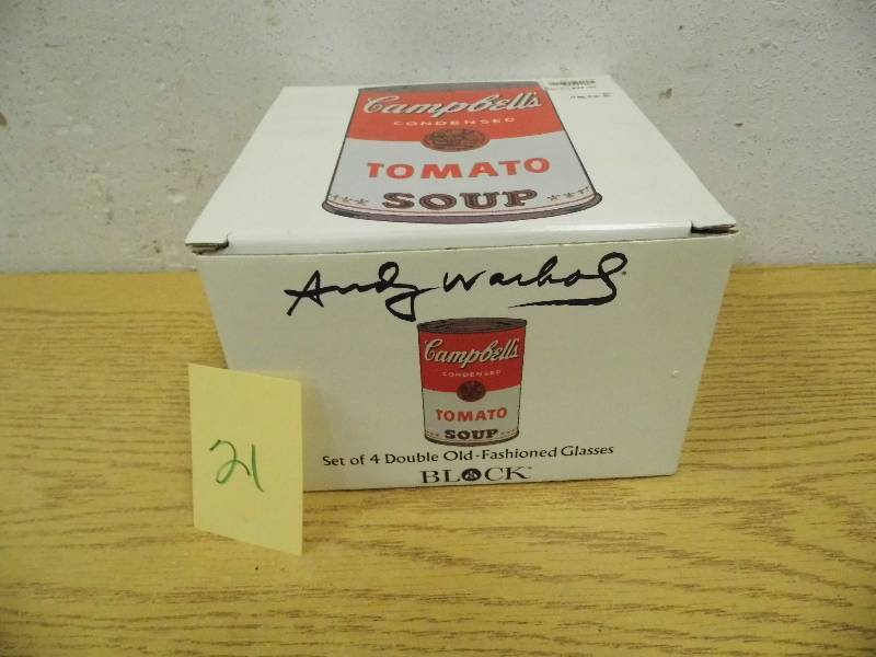 lot 21 image: Campbells Soup - Andy Warhol Glasses
