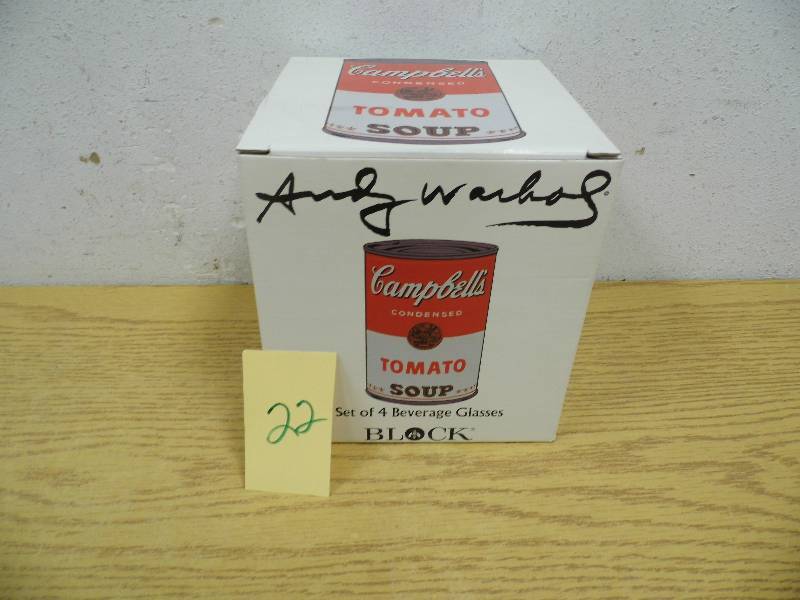 lot 22 image: Campbells Soup - Andy Warhol Glasses
