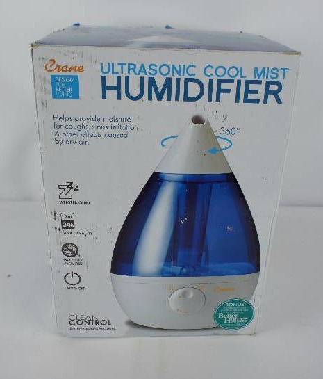 Crane Drop Shape Ultrasonic Cool Mist Humidifier with 2.3 Gallon output per day