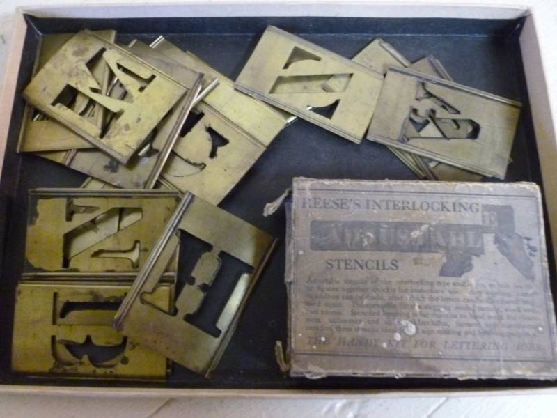 lot 165 image: Vintage Brass Letter Stencils