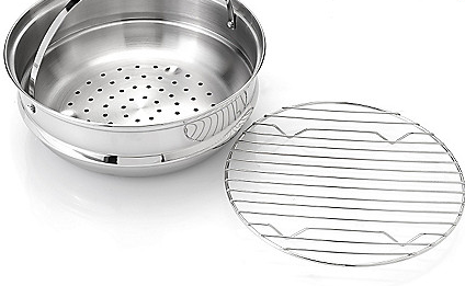 lot 7 image: Cooks Companion Stainless Steel Low Pressure Cooker Steamer Insert w Rack