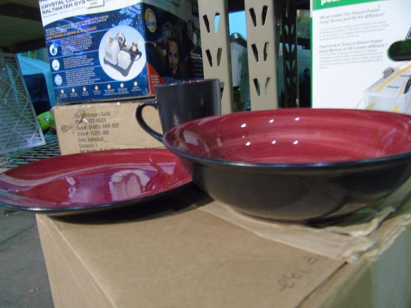 lot 40 image: MaroonCharcoal dinnerware set - 12 pieces