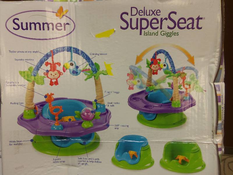 lot 103 image: Summer Infant 3-Stage Super Seat Deluxe Giggles Island Positioner, Activity Seat, and Booster
