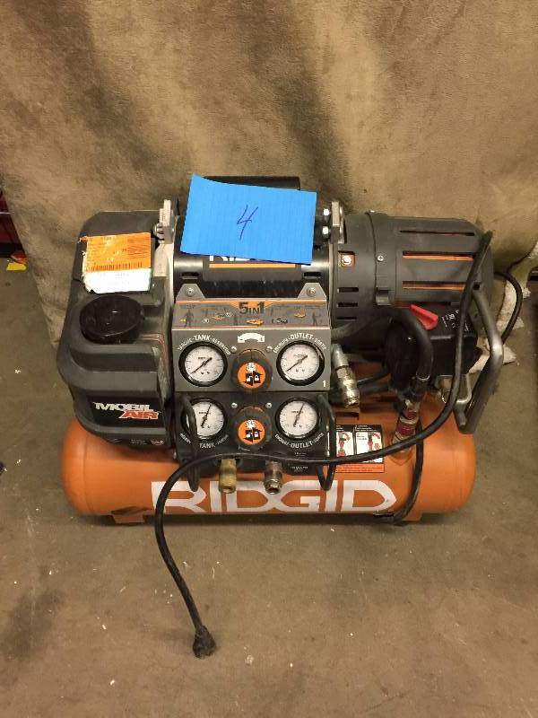 Ridgid Tri-Stack 5 Gal. Portable Electric Steel Orange Air Compressor used tested works