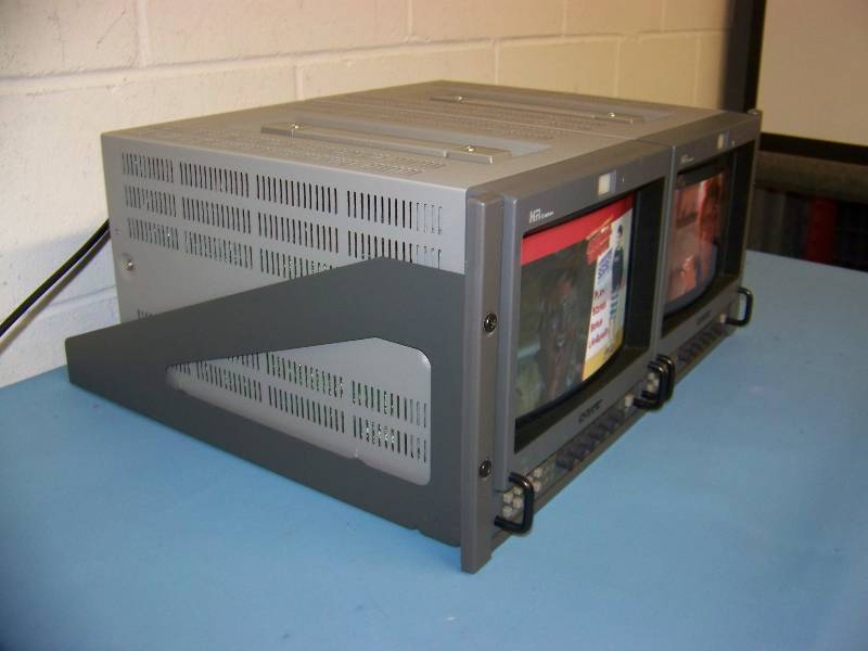 lot 87 image: (2) 8, Sony Trinitron, Color Video Monitors in Rack Shelf
