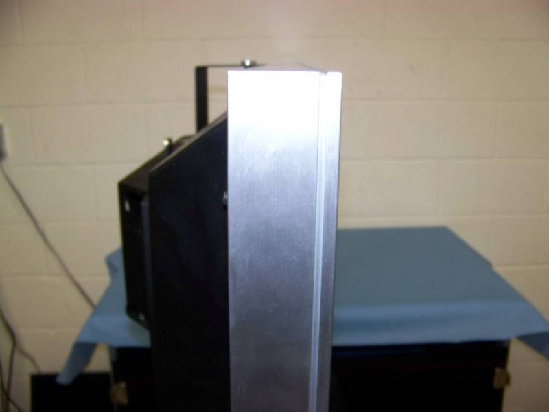 lot 44 image: 42, Tandberg, TFT, Color LCD Monitor and Speaker Bar on Rolling Rack with Component Shelf