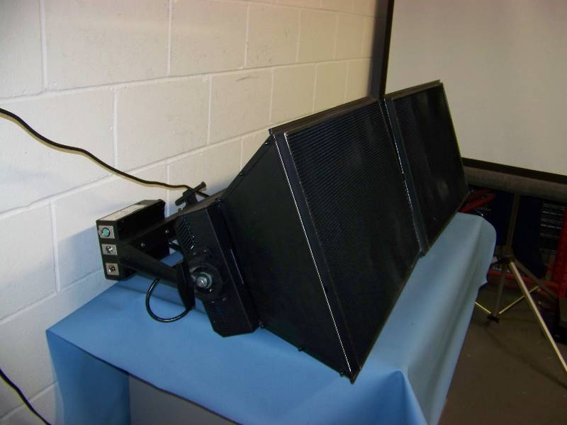 lot 119 image: (2) Videssence, Base  Studio  Stage Lights with Input Box and Heavy-Duty Ceiling Clamp