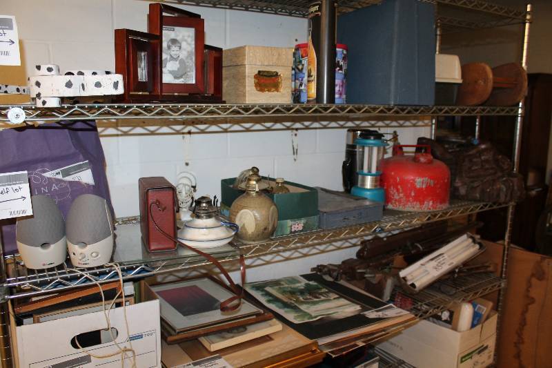 Shelf Lot Includes Binoculars, Art Masking Fluid, Gas Can, Thermos and More