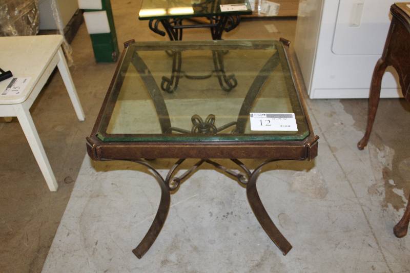 Square Framed Glass Top End Table