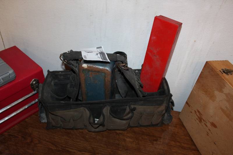 Bag Lot Includes Vintage Work Bag with Assorted Pockets and Vintage Lunch Box and More