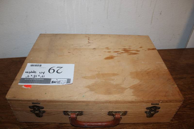 Wooden Brief Case includes Assorted Art Suplies