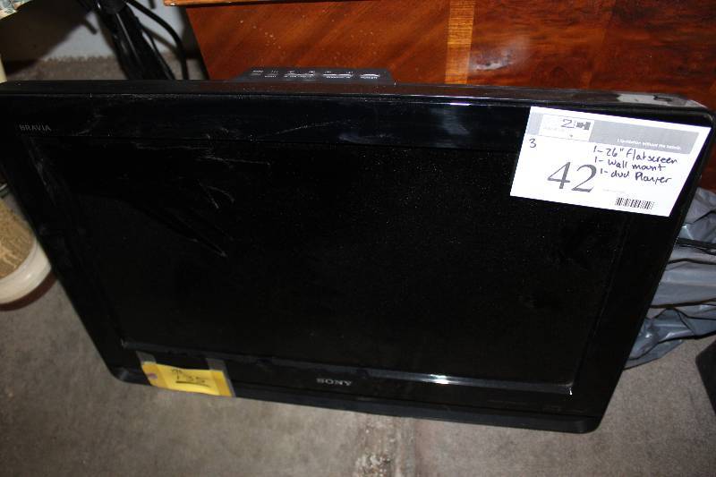Electronics (3) Includes 26 Sony Bravia Flatscreen TV (1), Wall Mount (1) and Samsung DVD-HD841 Player (1)