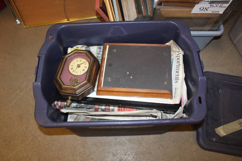 Box Lot of Wall Decorations Includes a Small Clock and More