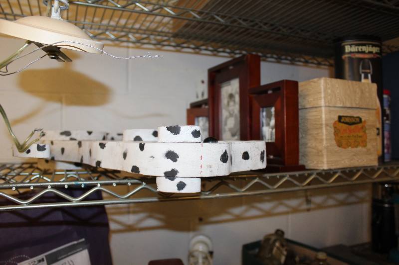 Shelf Lot Includes frames (3), a tin, Johnson card shuffler and more