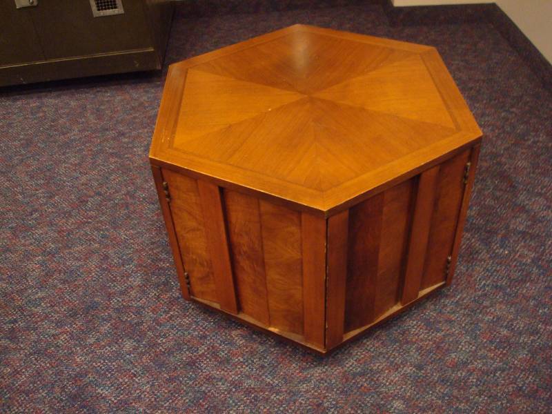 lot 73 image: Vintage LANE End Table, Piece Glued Back On, Some Wear